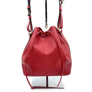 LOUIS VUITTON Epi Noe Bucket Bag Red Draw String Handbag Vintage Authentic